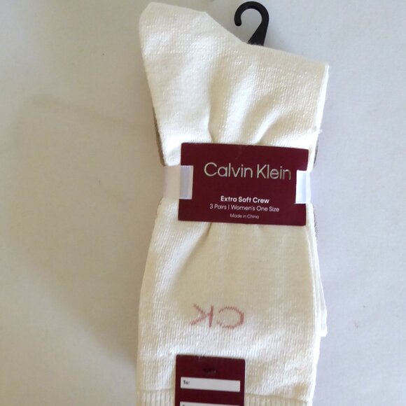 NEW CALVIN KLEIN WOMENS 3 PAIRS PACK EXTRA SOFT CREW SOCKS (ONE SIZE) - Picture 7 of 10